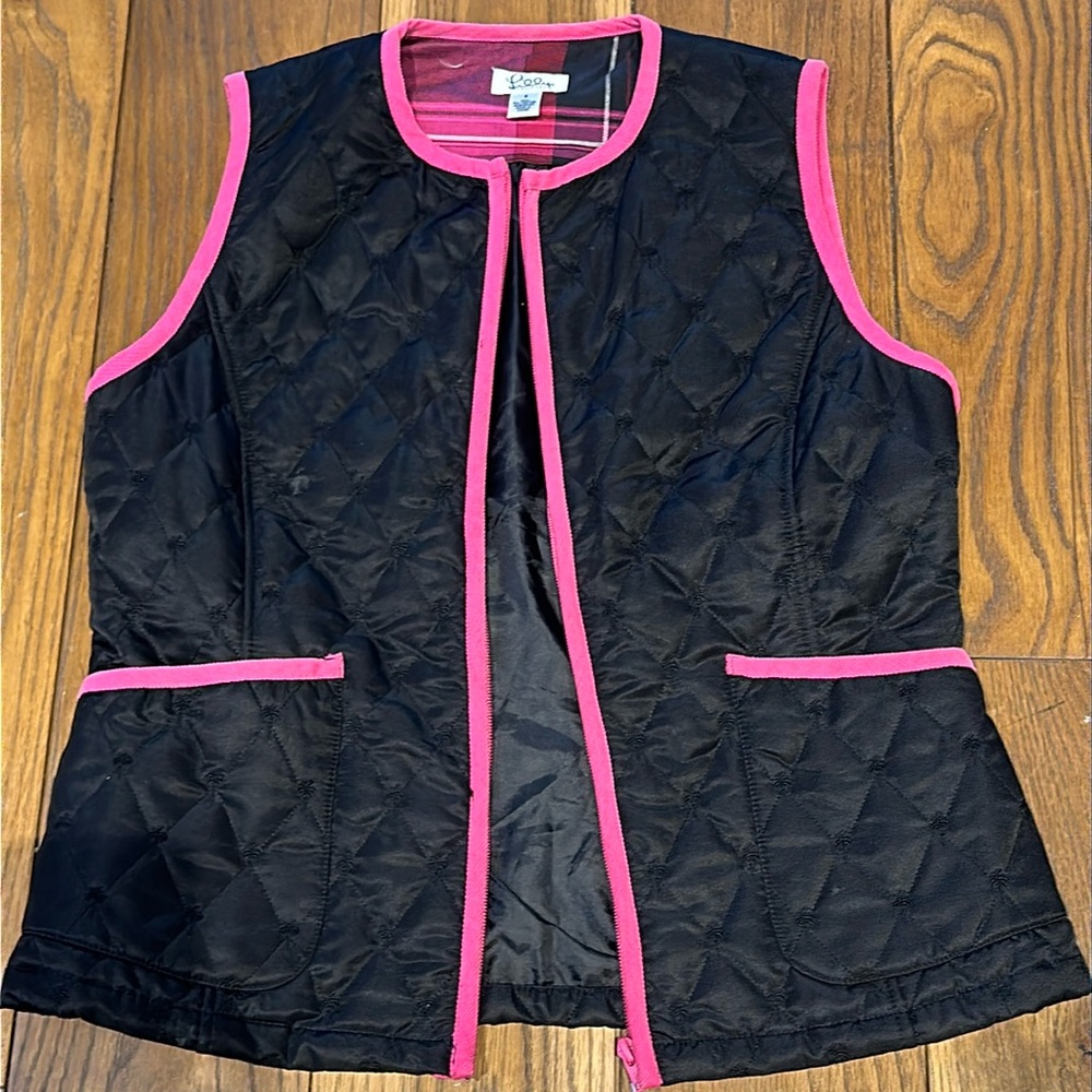 LILY PULITZER - zip vest - pink trim with pockets - Size S